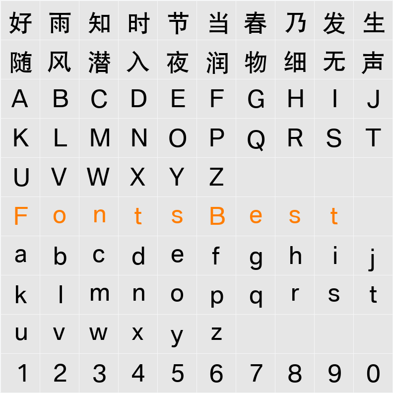 BMW Type Global Regular Character Map