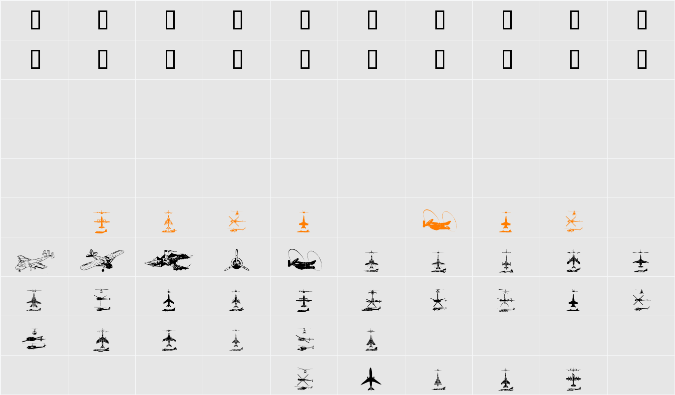 Aircraft2 Character Map