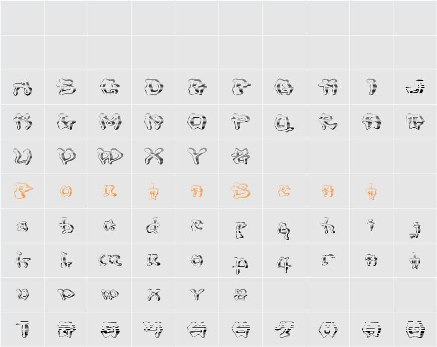 Mondrongo Gradient Character Map