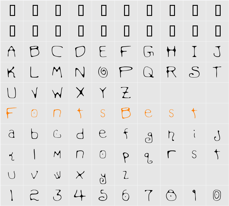 Mondo Messo Fonto 2 Character Map