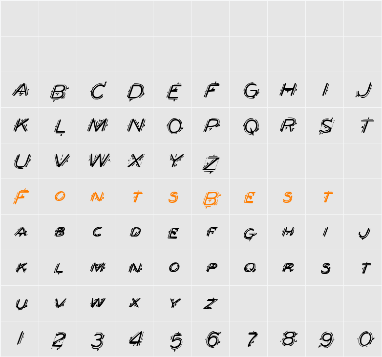 Berserker Italic Character Map