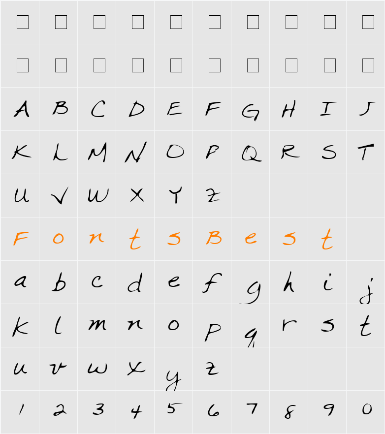 CrystalsHand Character Map