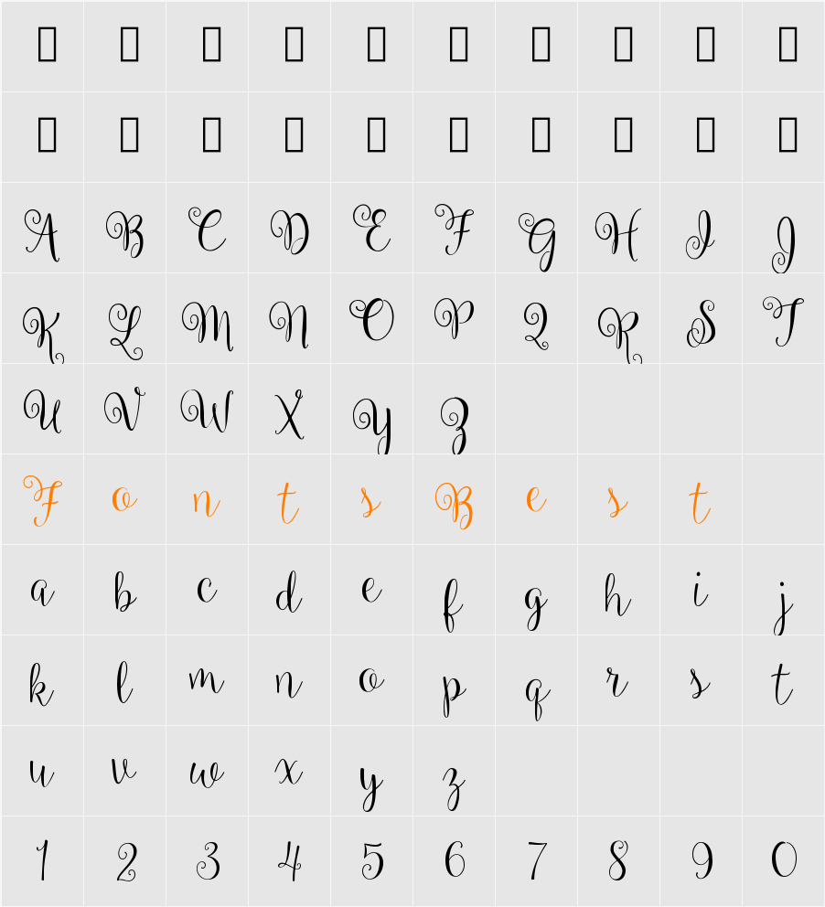 Ballerina Script Character Map