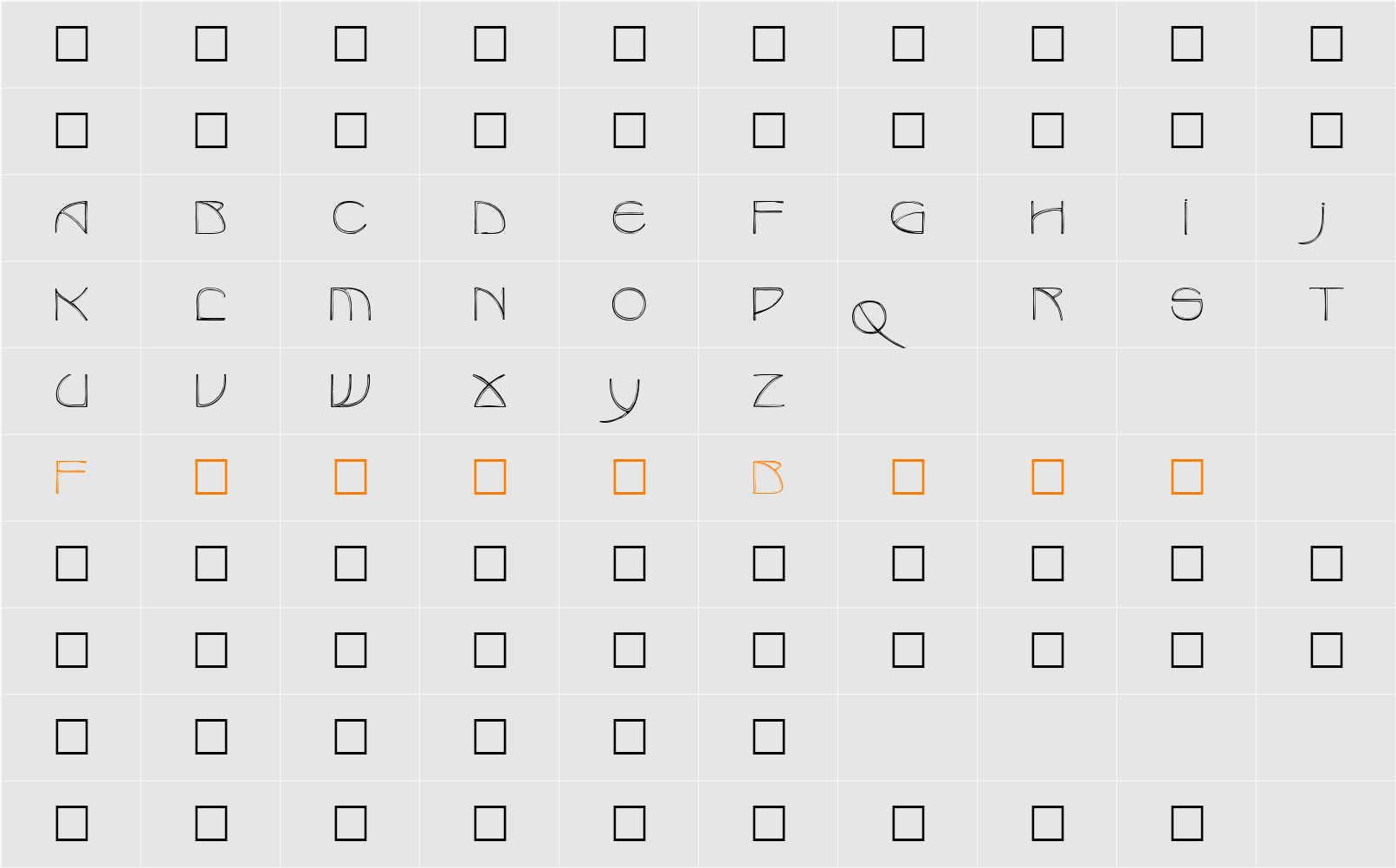 BenjaminCaps Caps:001.001 Character Map