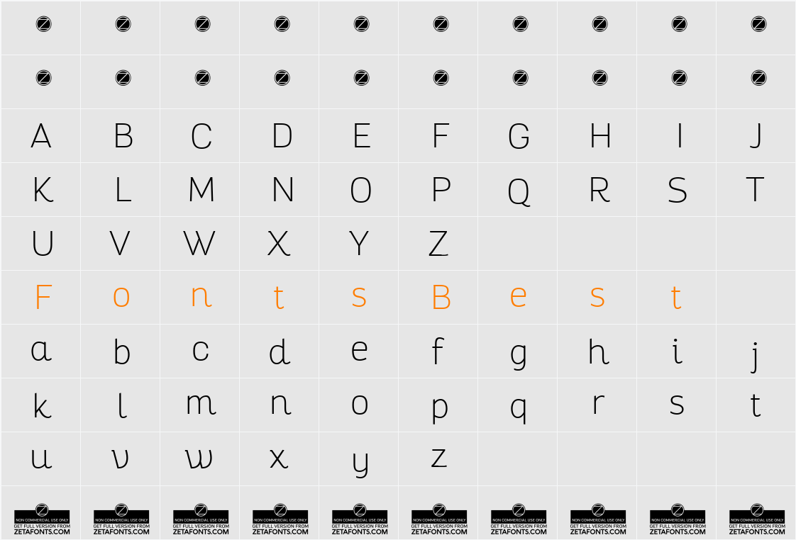 Altair Thin Character Map