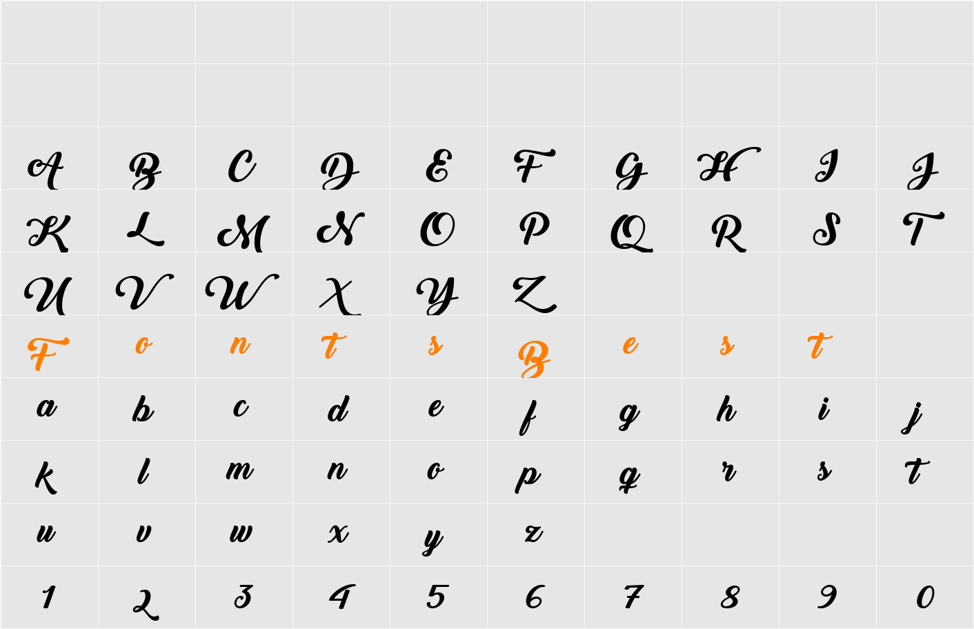 Back to Black Bold Demo Character Map