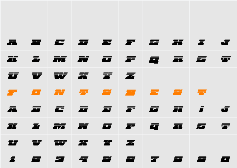 Chicago Express Halftone Italic Character Map