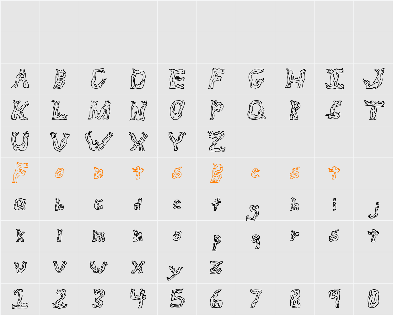 Fire Wood Character Map