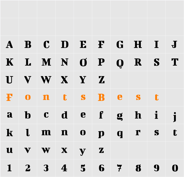 Bigshot One Character Map