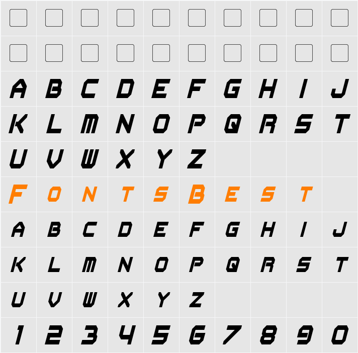 Flipbash Condensed Character Map