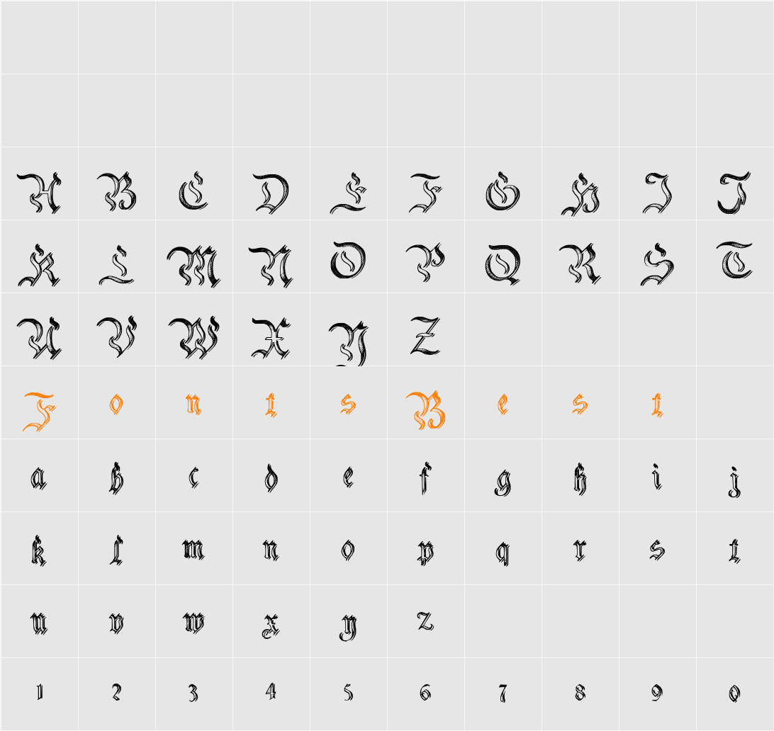 Charterwell No2 Character Map