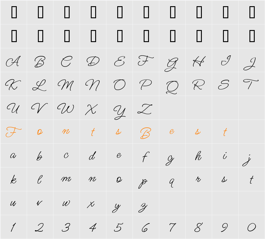 MsMadi Character Map