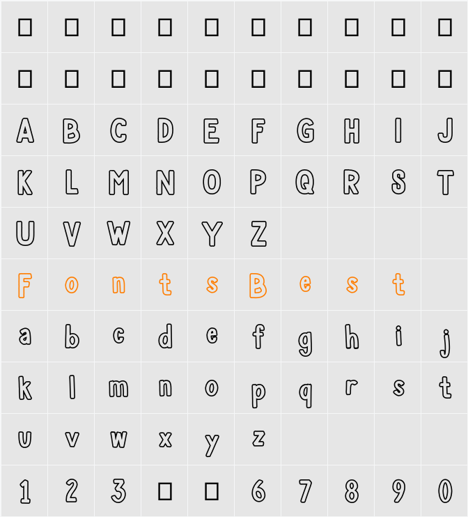 BOSCOW OUTLINE Character Map