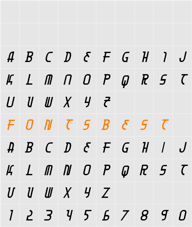 Moon Dart Bold Italic Character Map