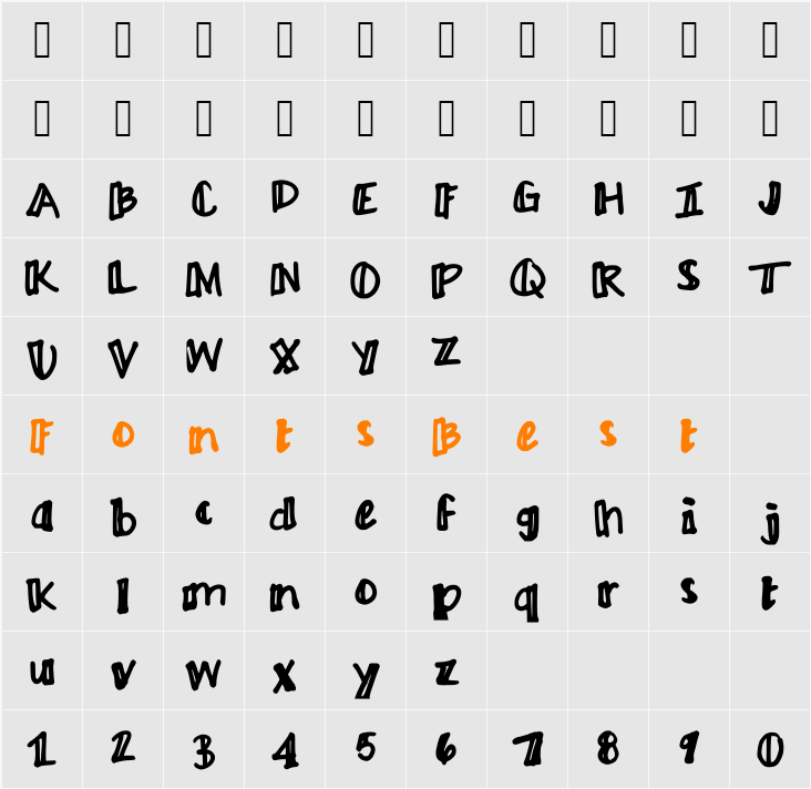 Ayme one-sided outline Character Map