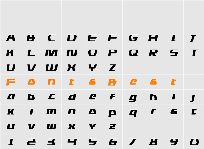 DS man Semi-Italic Character Map