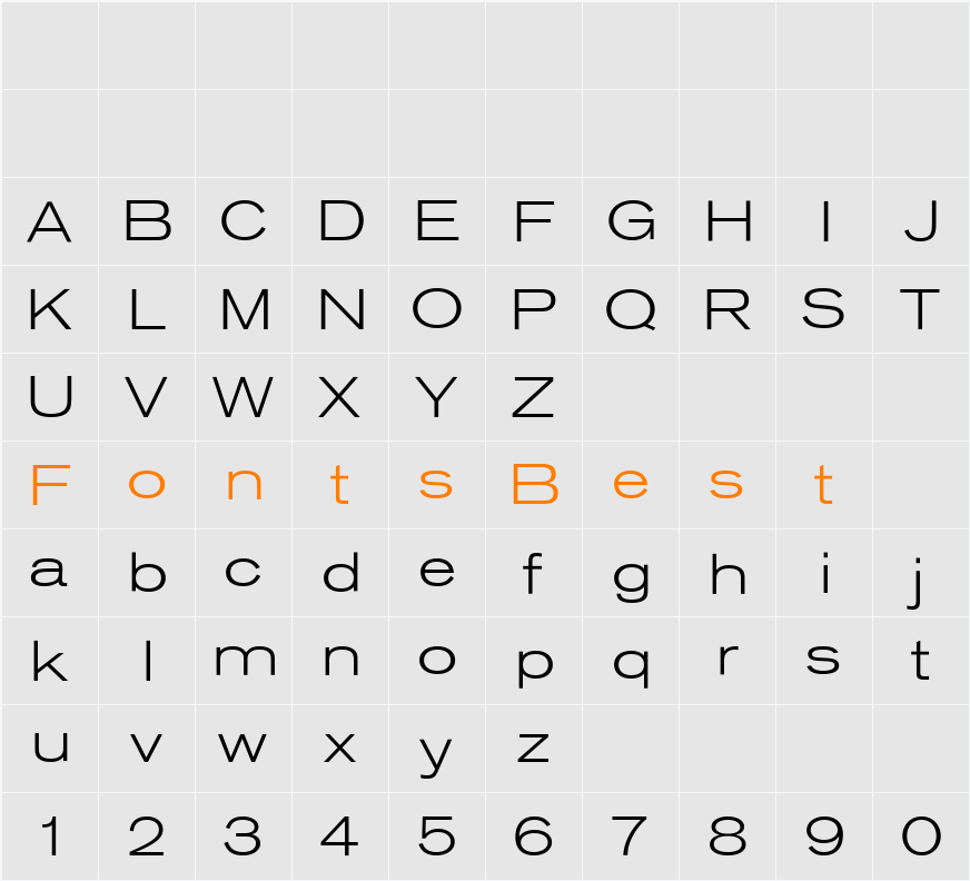 Sh Ad Grotesk LightExtended Character Map