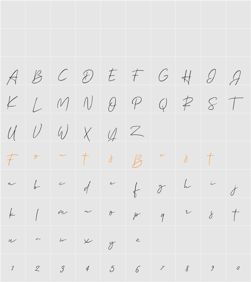 Allison Script Character Map
