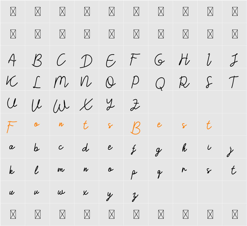 BelagianaFlowersDEMO Character Map