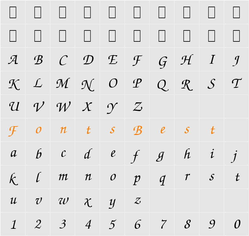 FlorenceScript Character Map