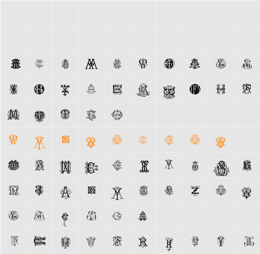 Intellecta Monograms Random Samples Two Character Map