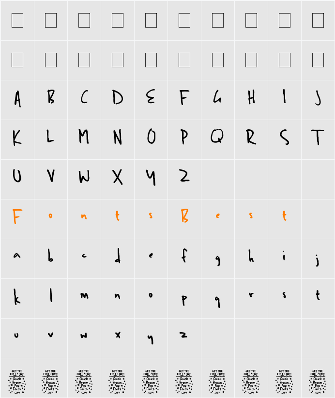 Ben Brown (Demo Version) Character Map