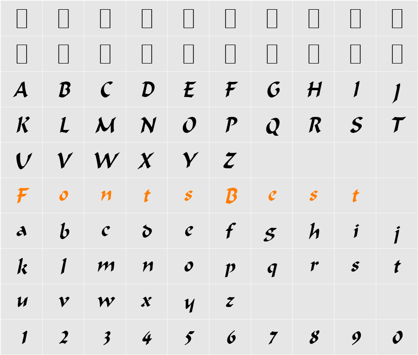FlatBrush-Condensed Character Map