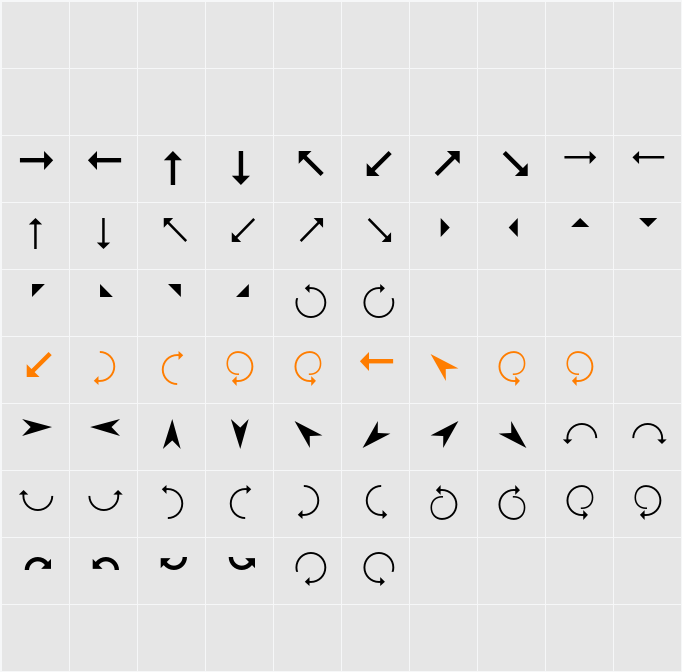 Arrows Character Map