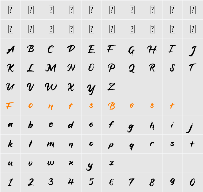 Aligatai Character Map