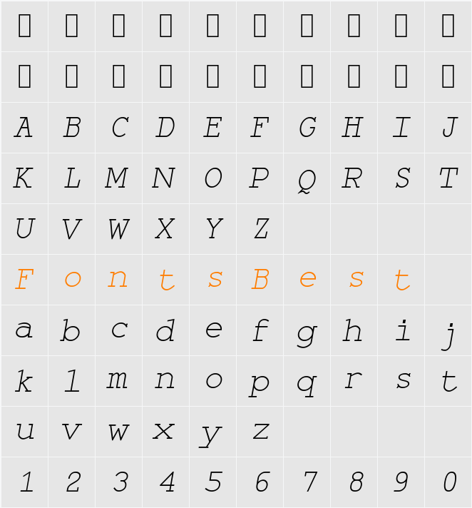 Monospace Character Map