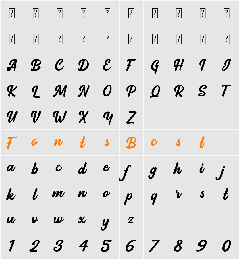 Backstone Character Map