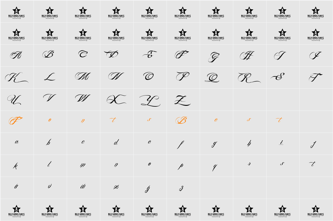 BILLY ARGEL FONT Character Map