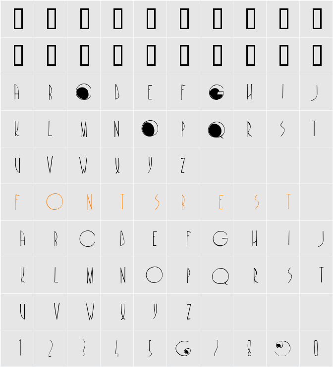 CafeNoirFill Character Map
