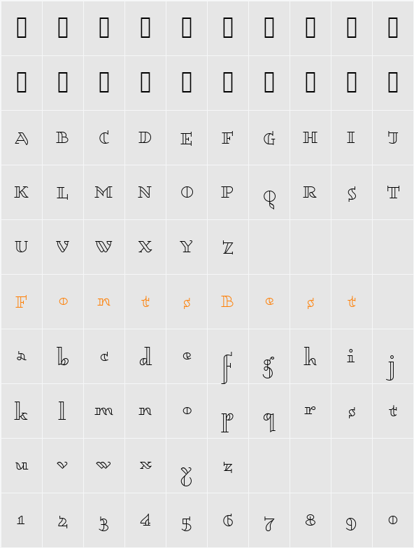 Dagerotypos Character Map