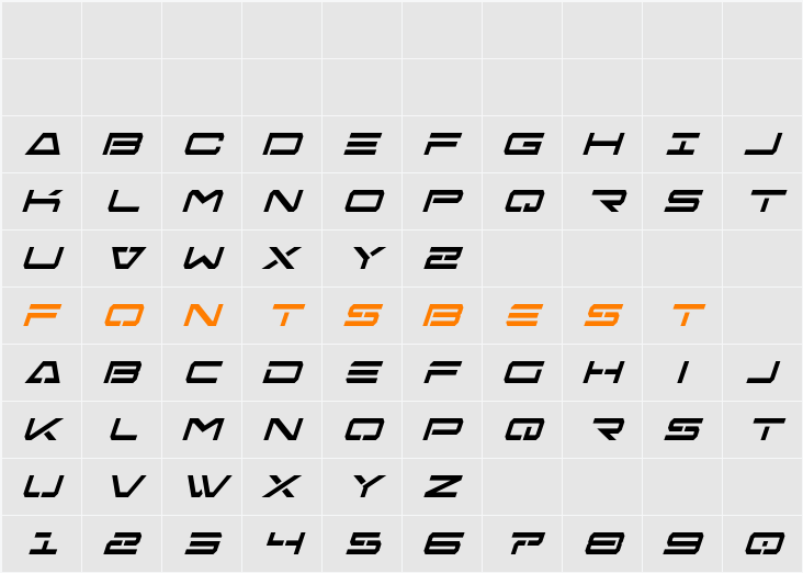 Free Agent Condensed Italic Character Map