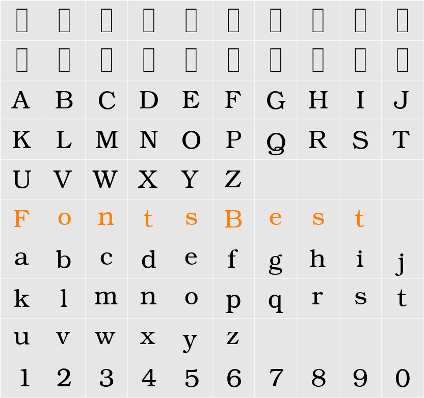 B791-Roman Character Map