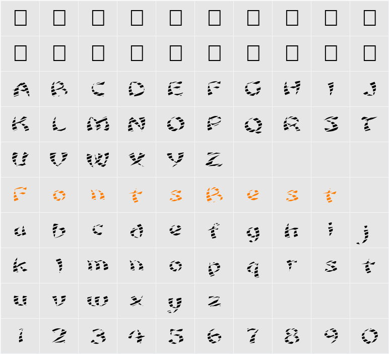 FZ UNIQUE 22 STRIPED EX Character Map