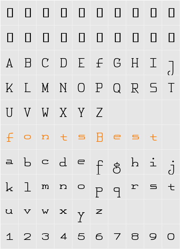 FeggoliteMono Character Map