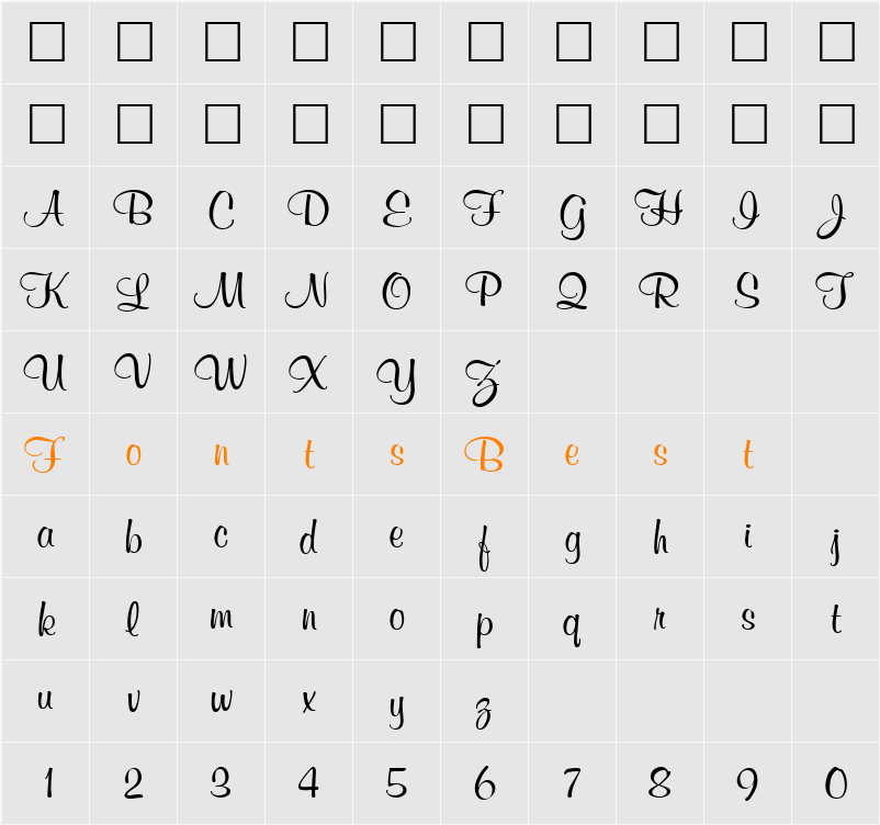 Mural Script Character Map