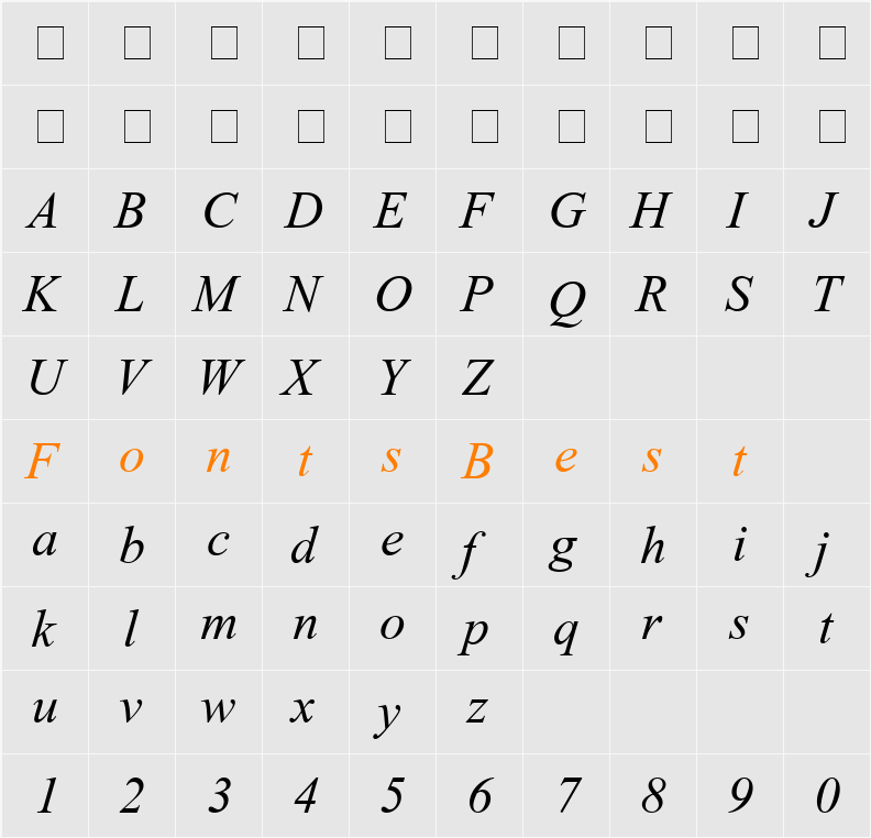 Greco Recut SSi Character Map