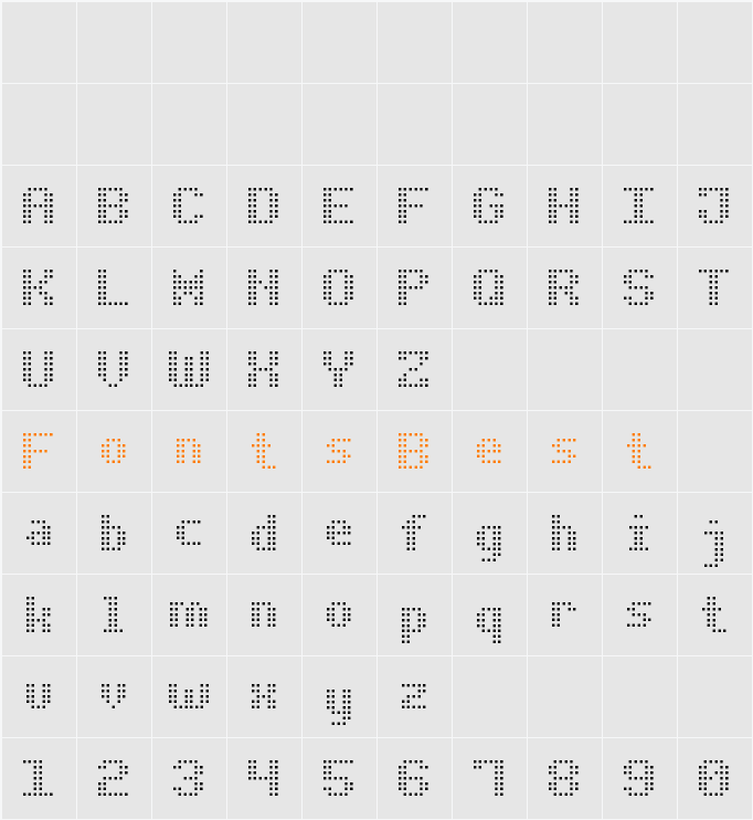 Bold Dot Digital-7 Character Map