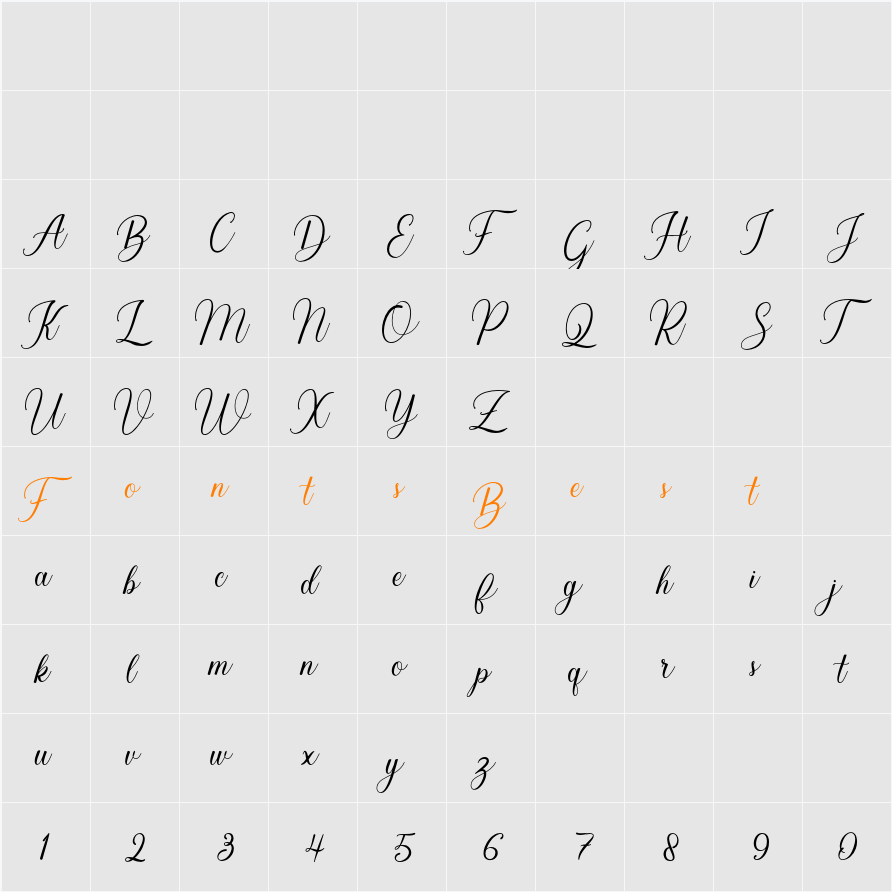 Balestya Medium Character Map