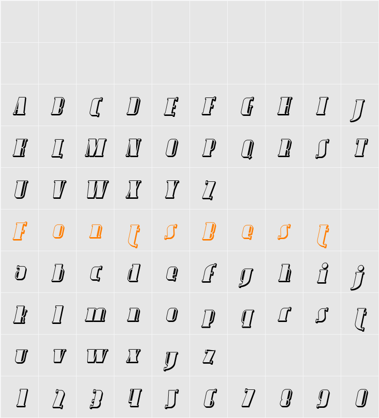 Avondale Shaded Character Map