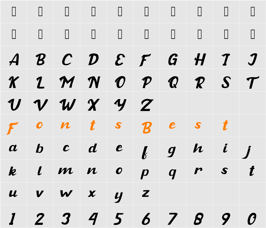 Buckey_Free Character Map