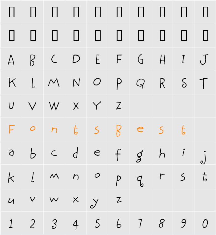 BethsCuteHmkBold Character Map