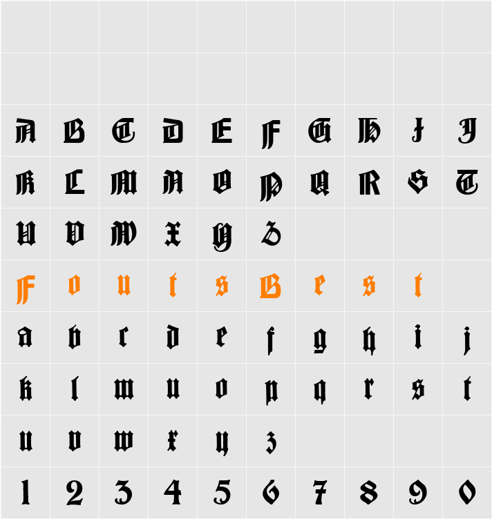 Barloesius Schrift Character Map