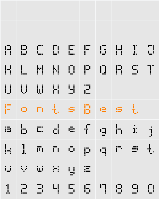 Dash Dot LCD-7 Character Map