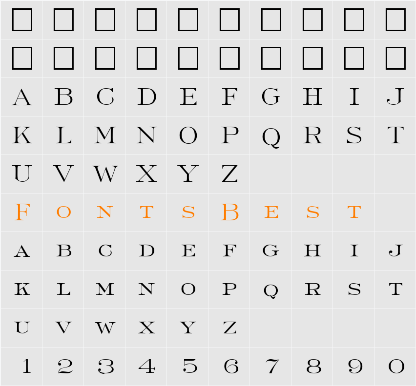 Finchley DB Character Map