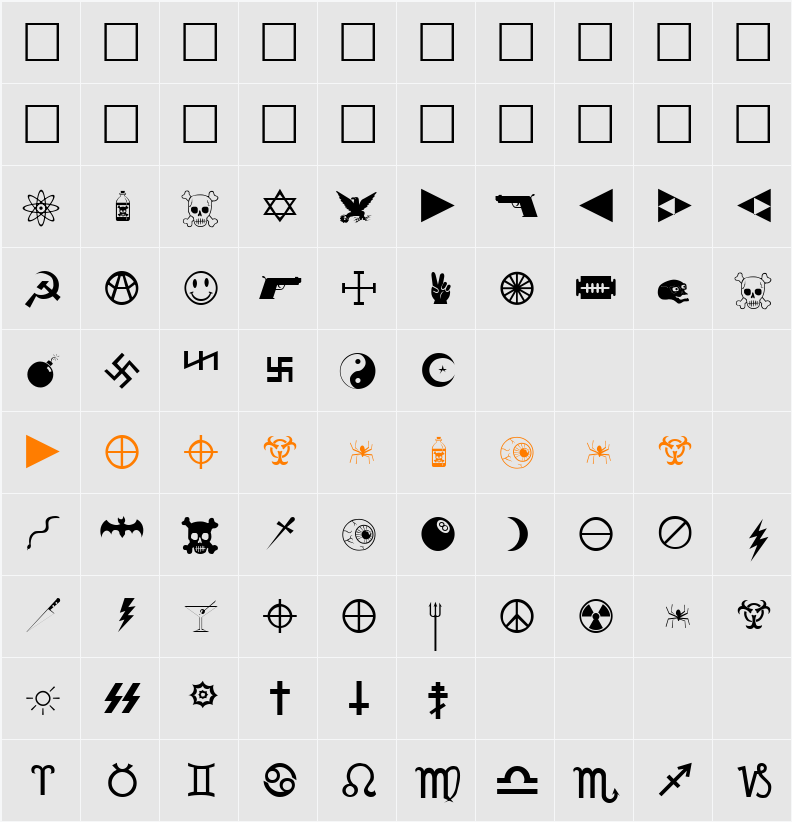 Mortbats Character Map