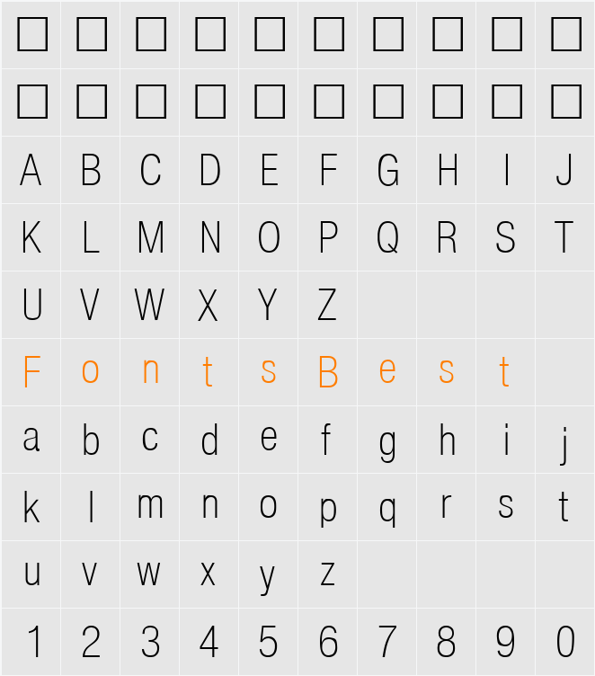 Basic Sans Light SF Character Map